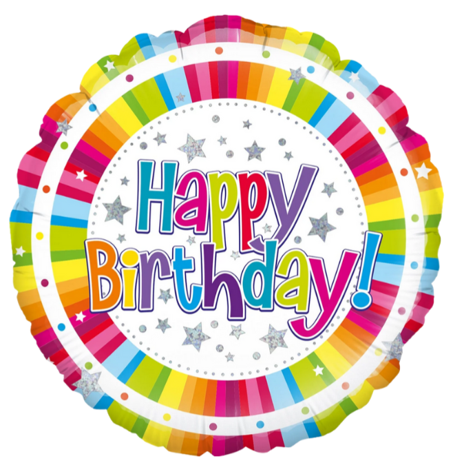 18" Bright Stripe Birthday