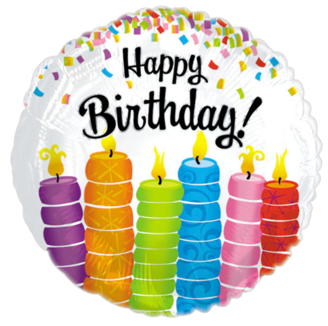 18" Happy Birthday Colorful Candles