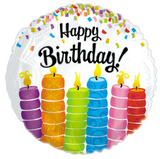 18" Happy Birthday Colorful Candles
