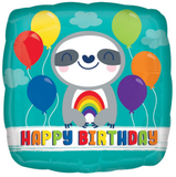 18" Happy Birthday Sloth with Rainbow