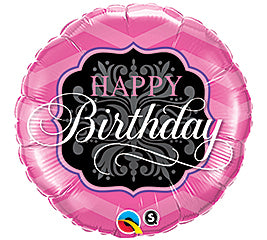 18" Happy Birthday Pink & Black