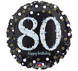 18" Happy Birthday 80th Sparkling