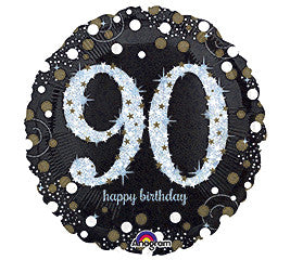 18" Happy Birthday 90th Sparkling