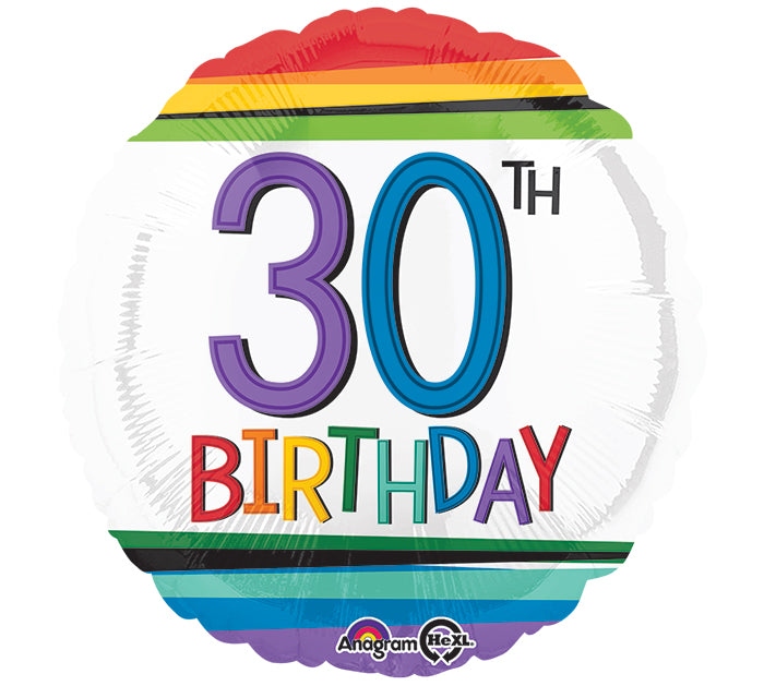 18" Happy 30th Birthday Rainbow