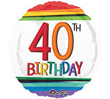 18" Happy 40th Birthday Rainbow
