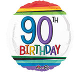 18" Happy Birthday 90th Rainbow