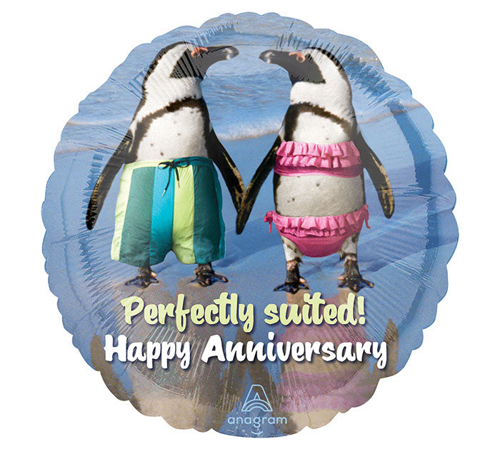 18" Happy Anniversary Penguins