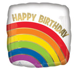 17" Happy Birthday Gold Rainbow