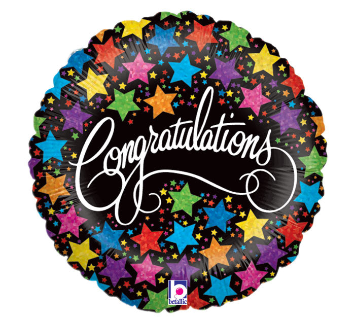 18" Congratulations Stars on Black