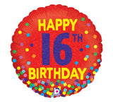 18" Happy Birthday 16th (Red)