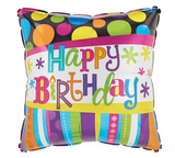17" Happy Birthday Dots Stripe